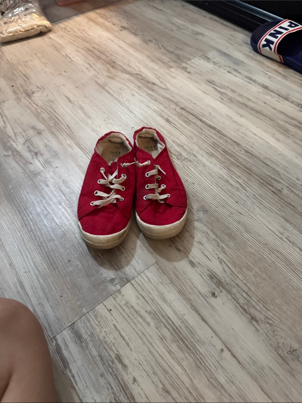 Womens Red Canvas Sneakers with White Soles